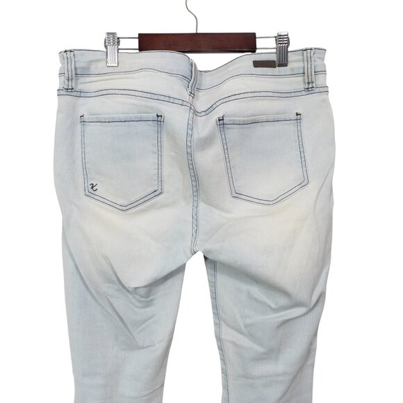 Kut from the Kloth Ankle Skinny White Light Blue Denim SZ 10 Raw Hem 28" L - Picture 3 of 13